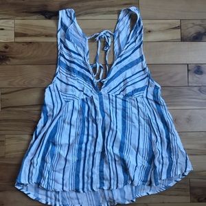 Blue and white Mahina top